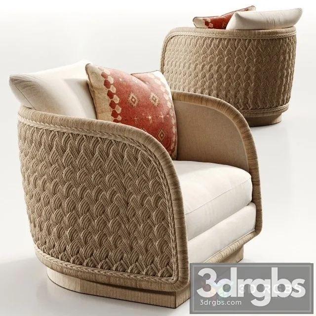 Laura Kirar Coastal Braided Swivel Louge Armchair 3D Model Download