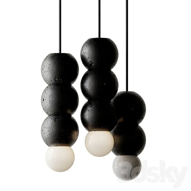 Lava Stone and Aluminum Pendant Light Ooops by Buzao 3D Model
