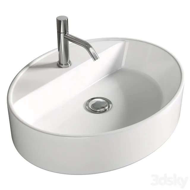 Lavabo Da Appoggio Con Foro Rubinetto Londra Ovale 50 Olympia 3D Model
