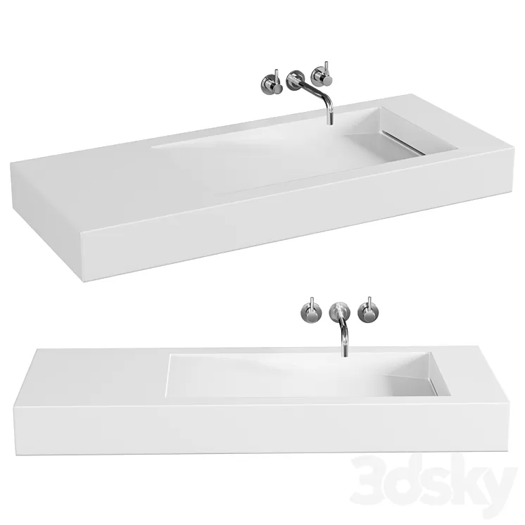 Lavabo suspendu – Solid surface Blanc Mat – 120×50 cm – Feel 3D Model Free Download