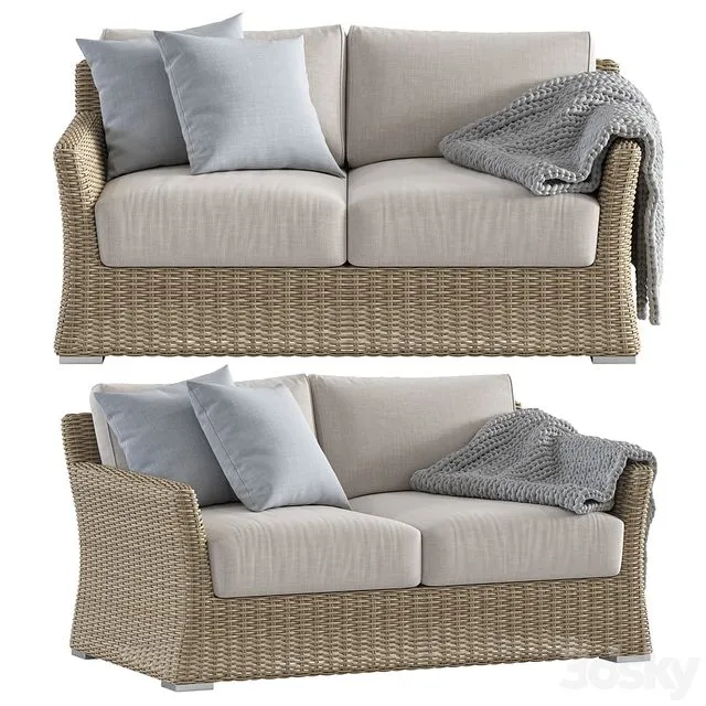 Lavita Outdoor Savannah Outdoor Wicker Two Seater Sofa 3D Model