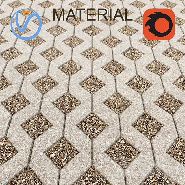 Lawn grating stones 3D Model Lawn grating stones 3D Model