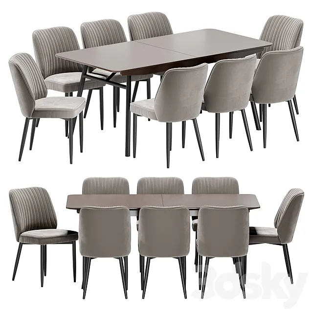 Lawrence Dining Chair and Latina Table 3D Model