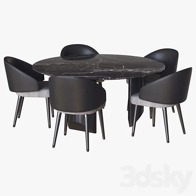 Lawson Chair and Wedge Table Minotti 3DModel