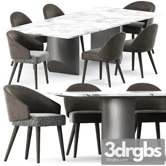Lawson dining chair and wedge dining table by minotti 2 3D Model Download