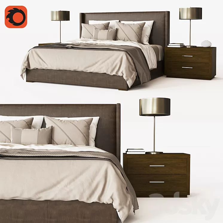 LAWSON SHELTER NONTUFTED LEATHER BED 3D Model
