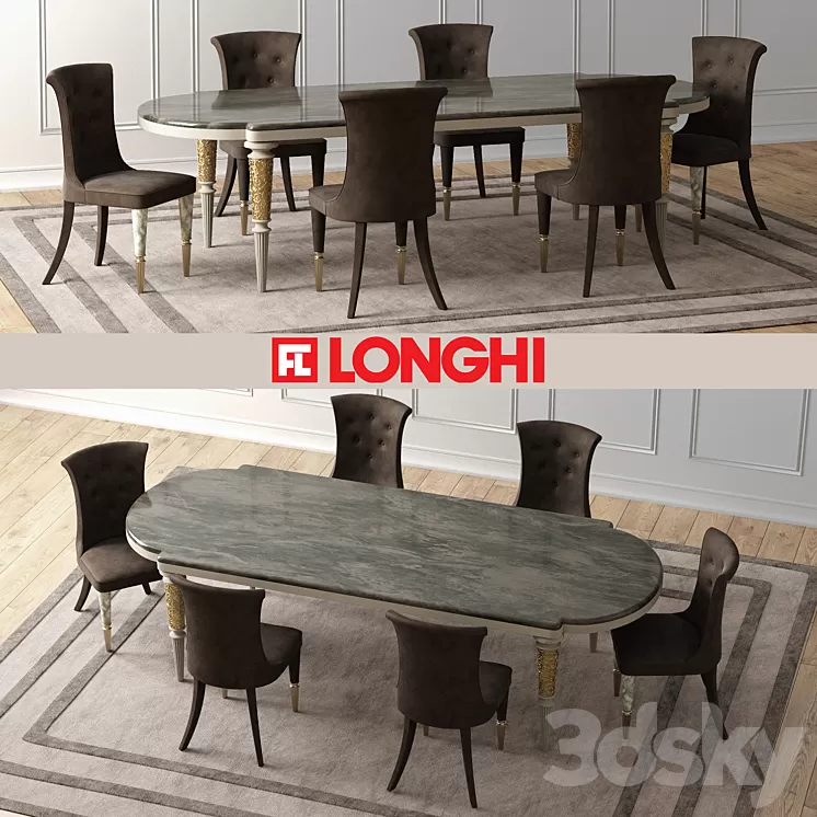 LAYTON Marble Table & MARION Chairs 3D Model LAYTON Marble Table & MARION Chairs 3D Model