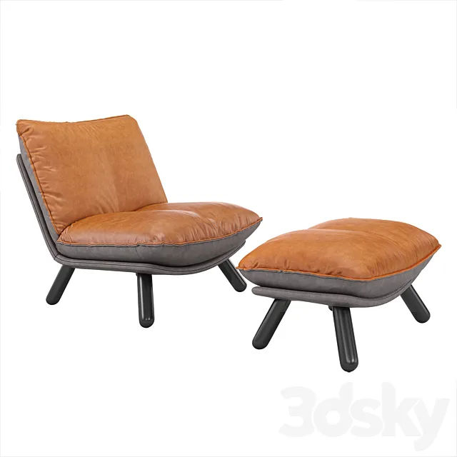 Lazy Sack lounge chair & hocker 3D Model Lazy Sack lounge chair & hocker 3D Model
