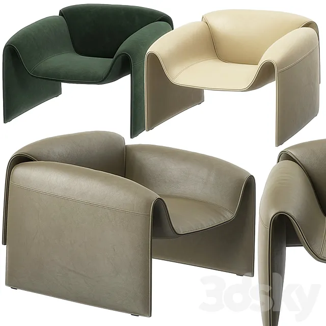 LE CLUB Armchair by Poliform 3D Model