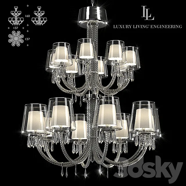 Le Notre Chandelier 16 lights 3D Model Le Notre Chandelier 16 lights 3D Model