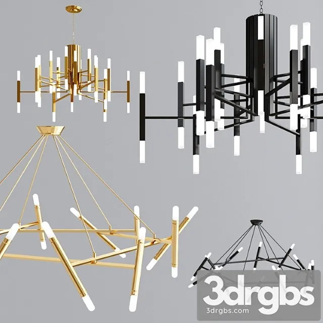 Le Petite And Nordic Chandelier Collection 1 3D Model Download