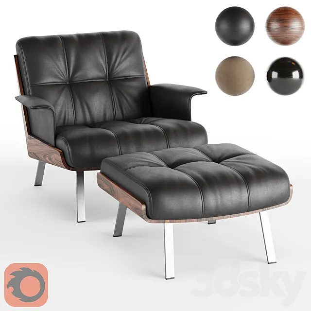 Leather armchair Minotti Daiki 3D Model
