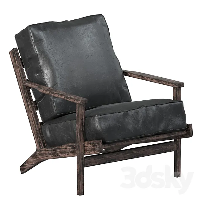 Leather armchair with wooden frame 3D Model