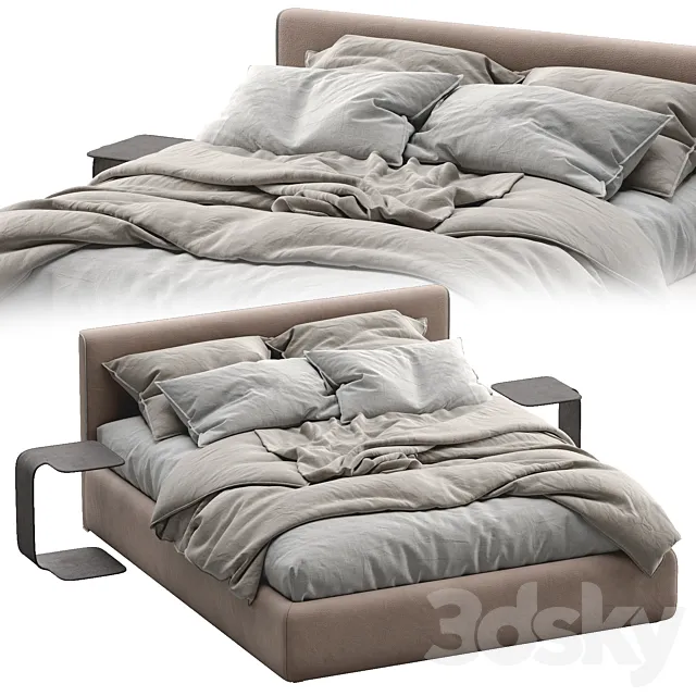 Leather Bed TANGRAM By Vibieffe 3D Model Leather Bed TANGRAM By Vibieffe 3D Model