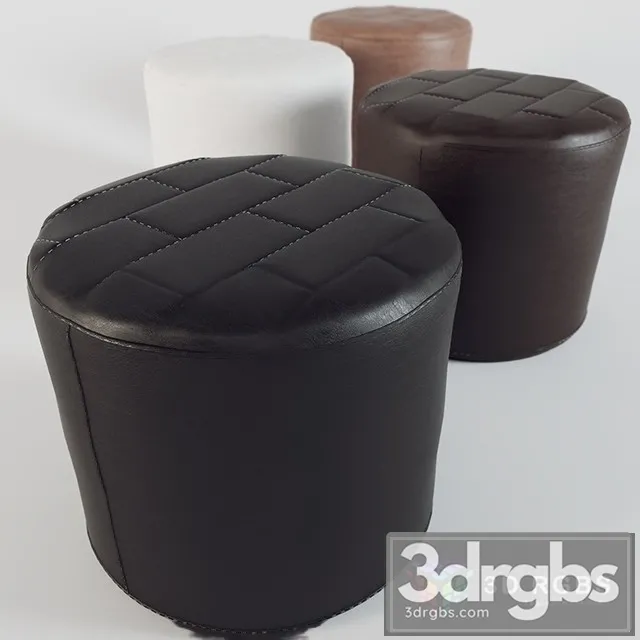 Leather Black Pouf 3D Model Download