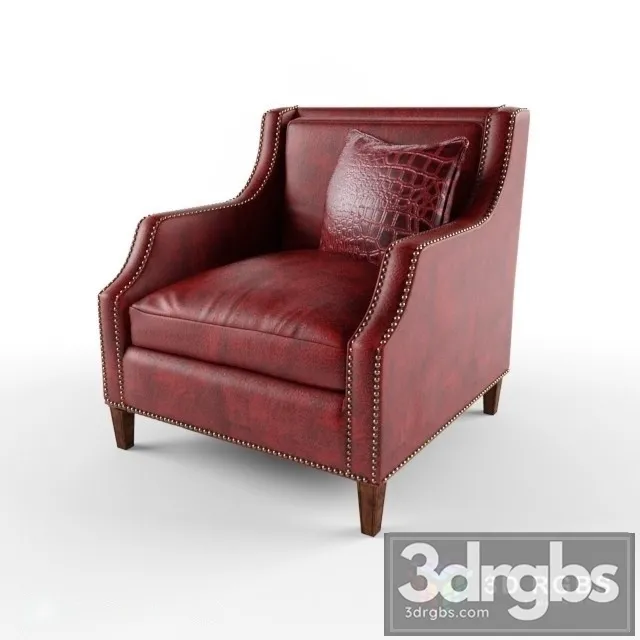 Leather Brown Arm Chair 3D Model Download