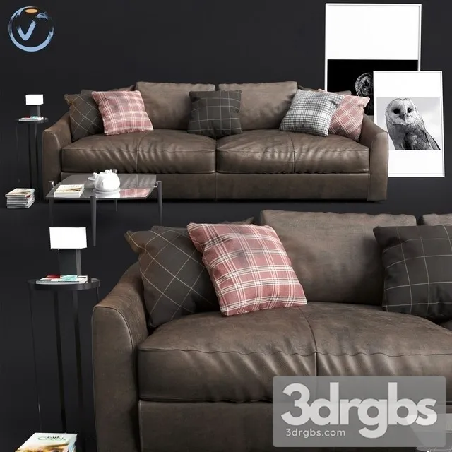 Leather Brown Sofa 3D Model Download Leather Brown Sofa 3D Model Download