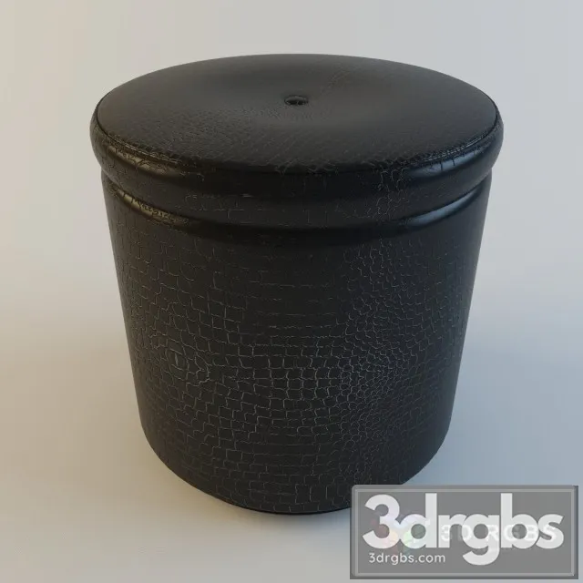 Leather Gray Pouf 3D Model Download