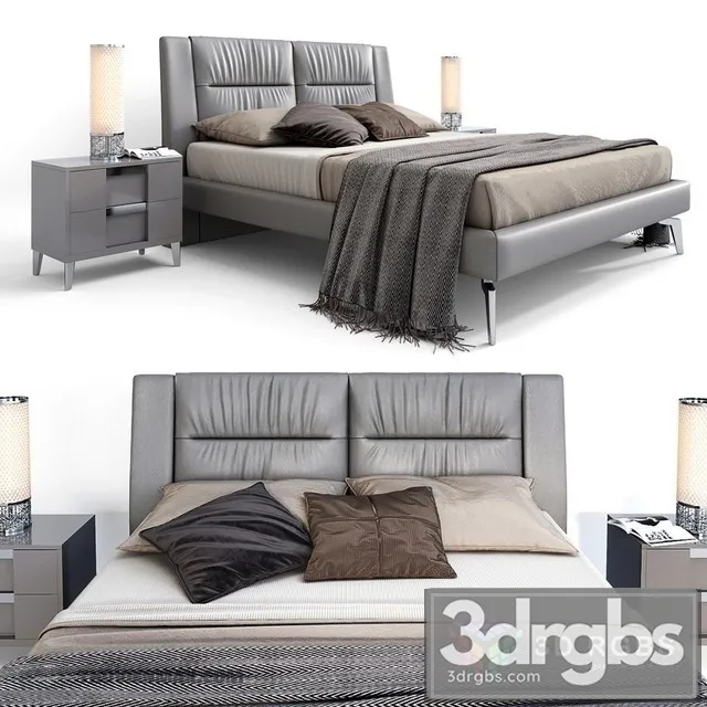 Leather Modern Bed 3D Model Download
