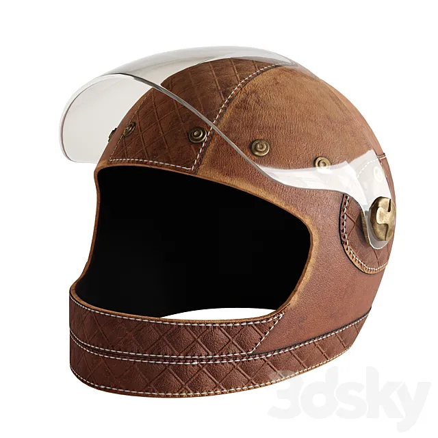 Leather moto helmet 3 3DModel Leather moto helmet 3 3DModel