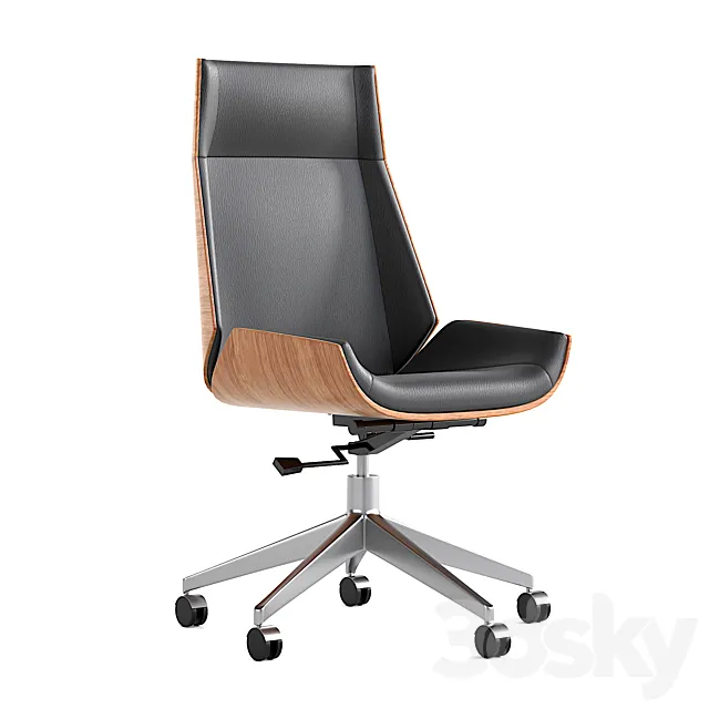 Leather Office Chair Desk Chair with Fixed Base & Adjustable Height HOMARY 3D Model
