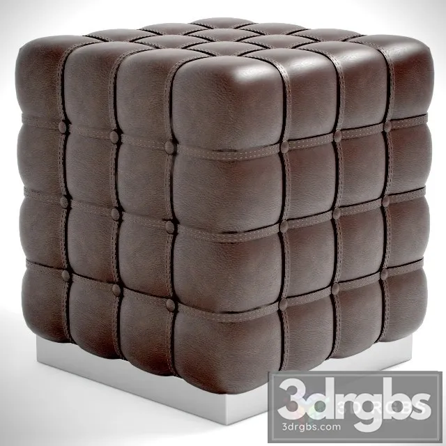 Leather Ottoman 02 3D Model Download