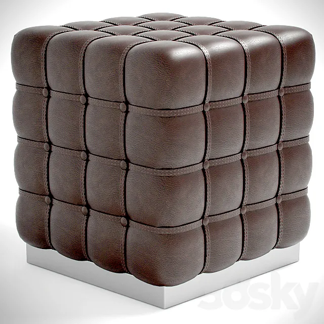 Leather ottoman 3D Model Leather ottoman 3D Model