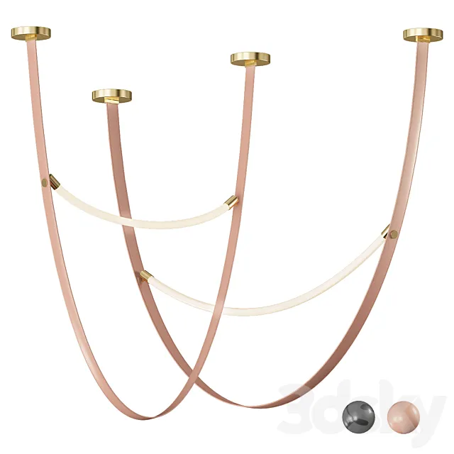 Leather Pendant Light 3D Model Leather Pendant Light 3D Model
