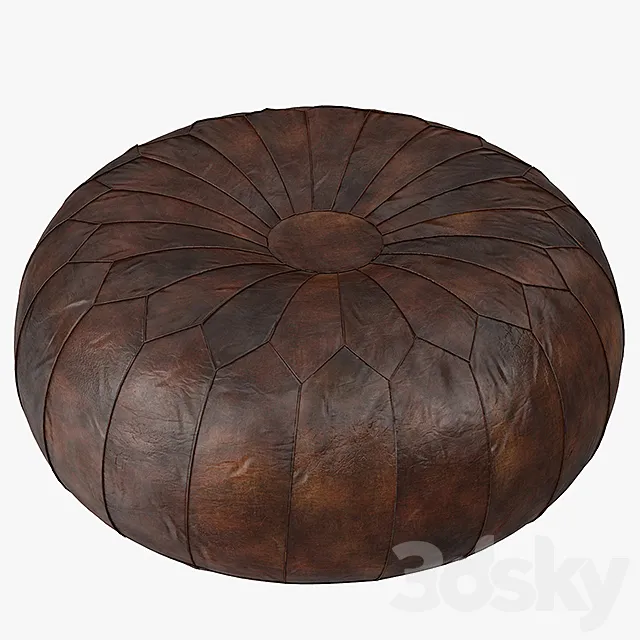 Leather Pouf Ottoman 3D Model Leather Pouf Ottoman 3D Model