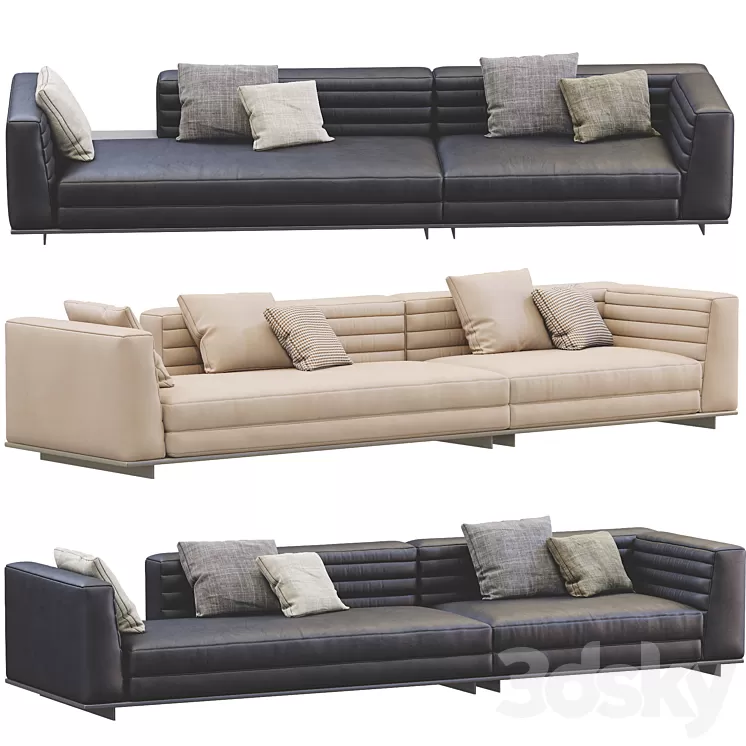 Leather Sofa Roger By Minotti 3D Model