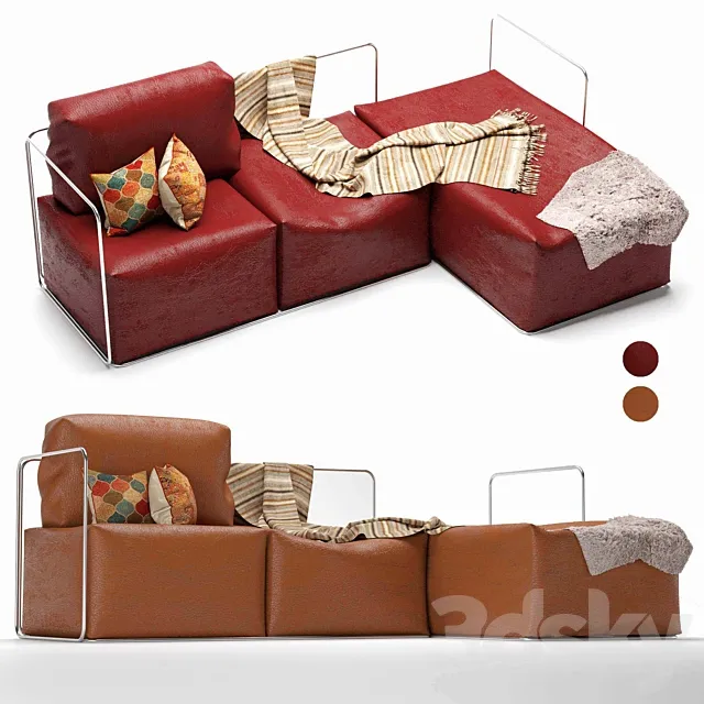 leather sofa with resting unit 3DModel