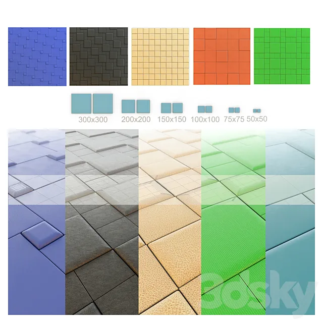 Leather tiles 3DModel Leather tiles 3DModel