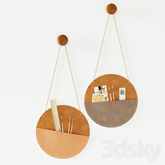 Leather wall pocket 3D Model Leather wall pocket 3D Model