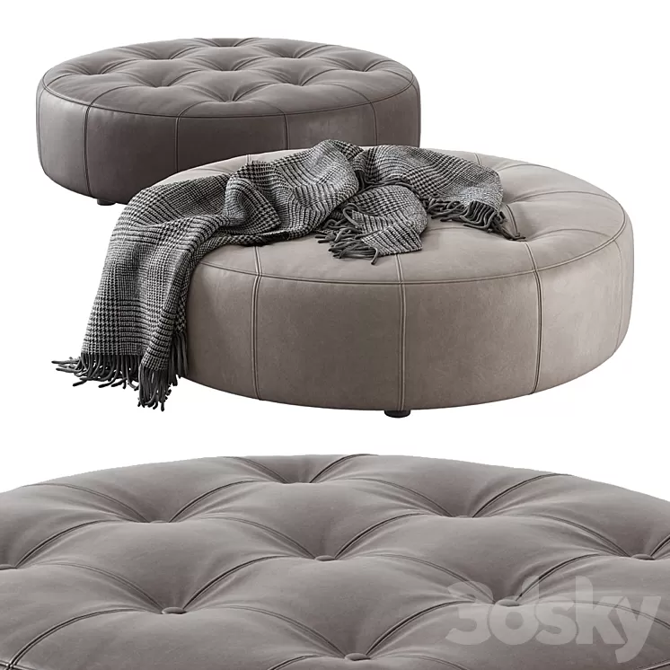 Leathercraft / Vivian Round Ottoman 3D Model Leathercraft / Vivian Round Ottoman 3D Model
