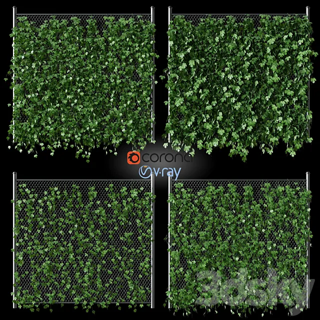 Leaves of hops on the fence net 3DModel Leaves of hops on the fence net 3DModel