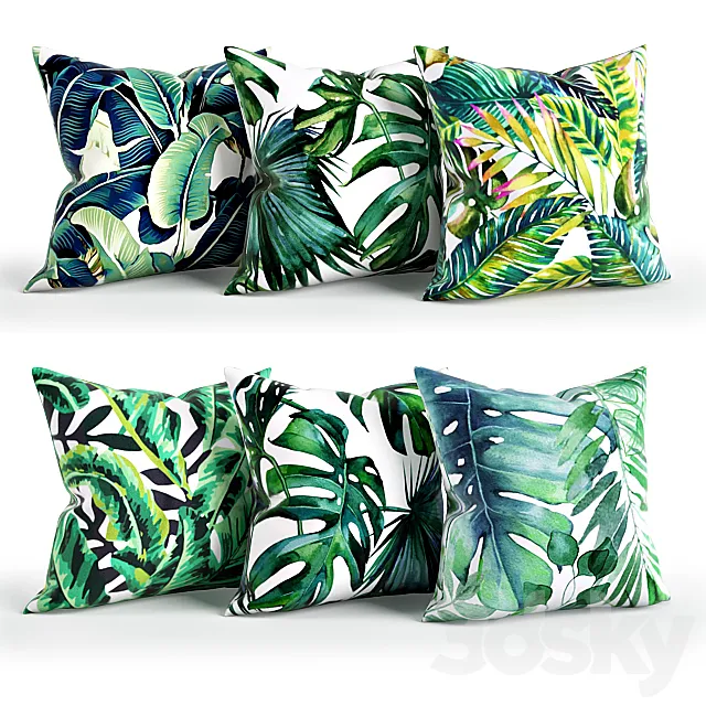Leaves_Pillow_Set_Society6 3D Model Leaves_Pillow_Set_Society6 3D Model