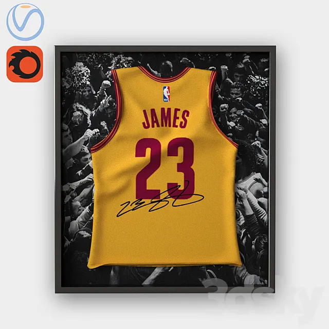 Lebron James jersey in frame _ Mike LeBron James in the frame 3DModel Lebron James jersey in frame _ Mike LeBron James in the frame 3DModel