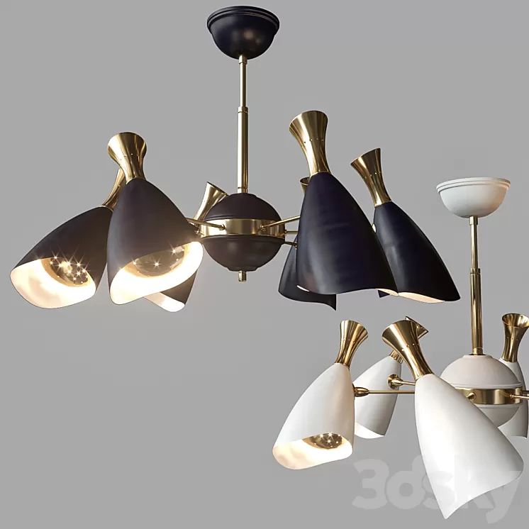 LED Chandelier 6 horns. China Manufacturing. 3D Model LED Chandelier 6 horns. China Manufacturing. 3D Model