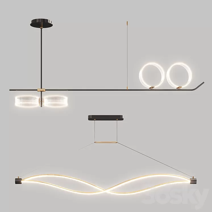 Led chandelier collection 3D Model Free Download