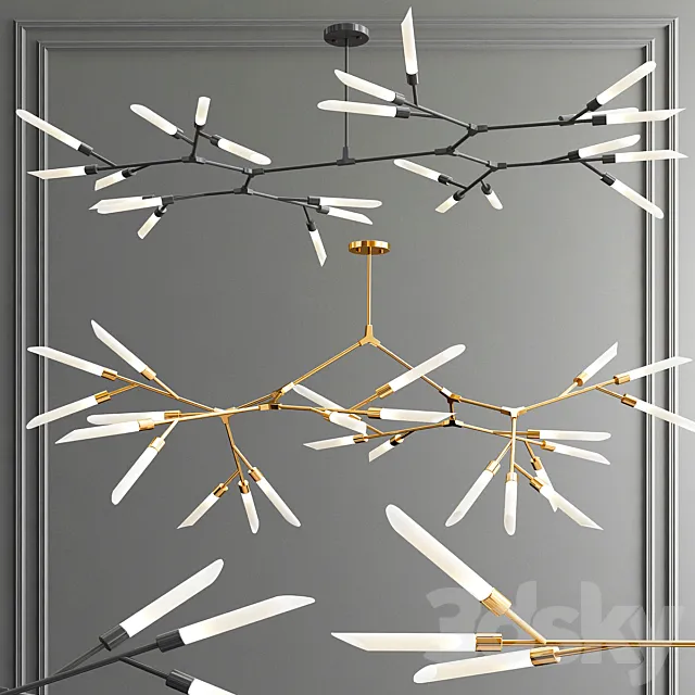Led Nordic & Rotatable Branch Tube Chandelier 3D Model Led Nordic & Rotatable Branch Tube Chandelier 3D Model