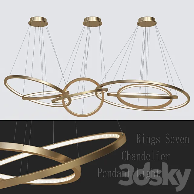 LED Oval Rings Seven Chandelier Pendant Light 3D Model LED Oval Rings Seven Chandelier Pendant Light 3D Model
