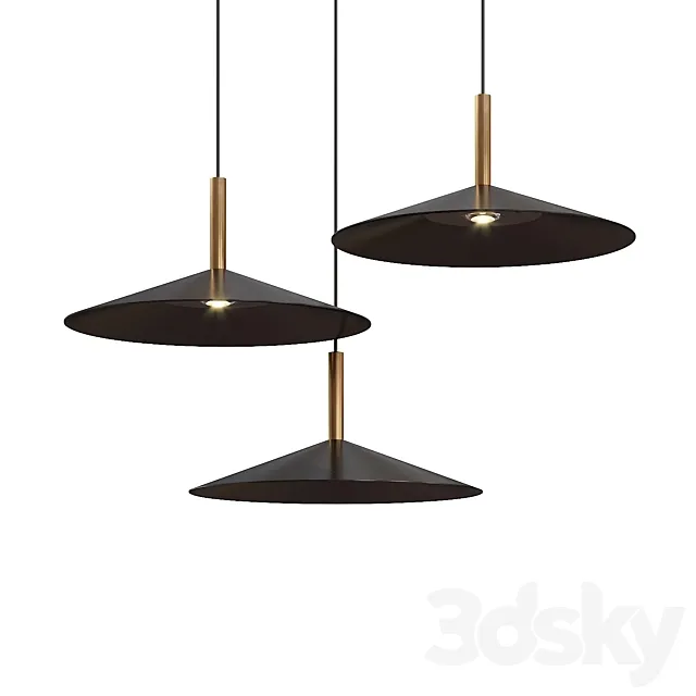 LED pendant lamp with conical shape metal shade and Raid brass stand from Lampatron 3D Model