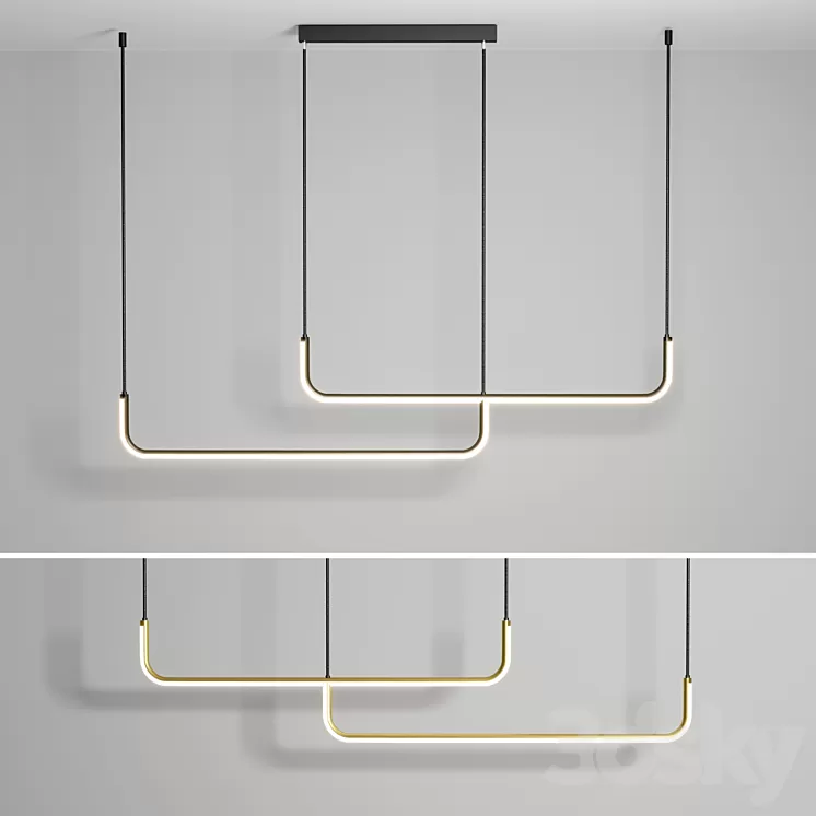 LED Pendant Light Modern Nordic Black Gold 3D Model Free Download
