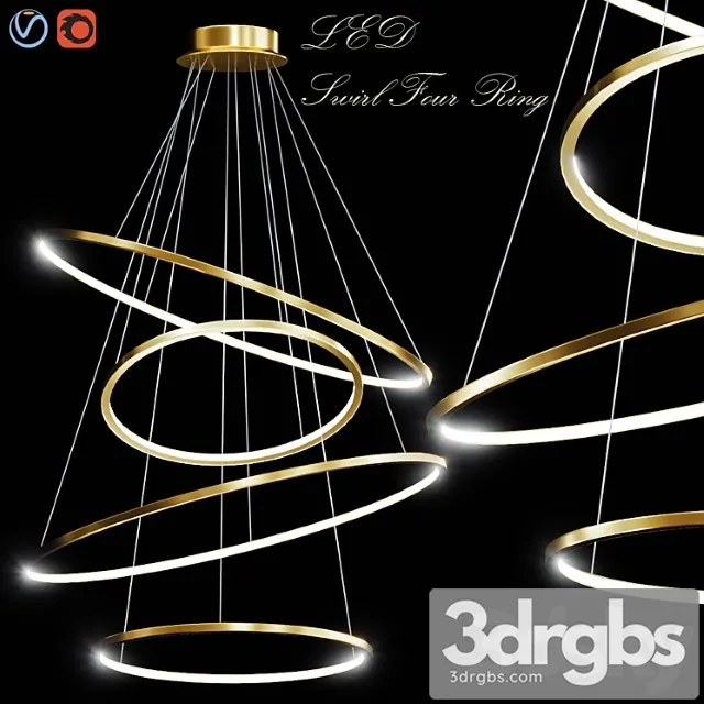 Led swirl four rings 3D Model Download
