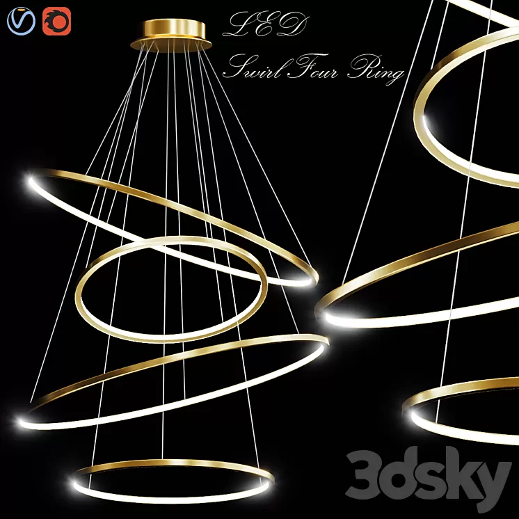 LED Swirl Four Rings 3D Model LED Swirl Four Rings 3D Model