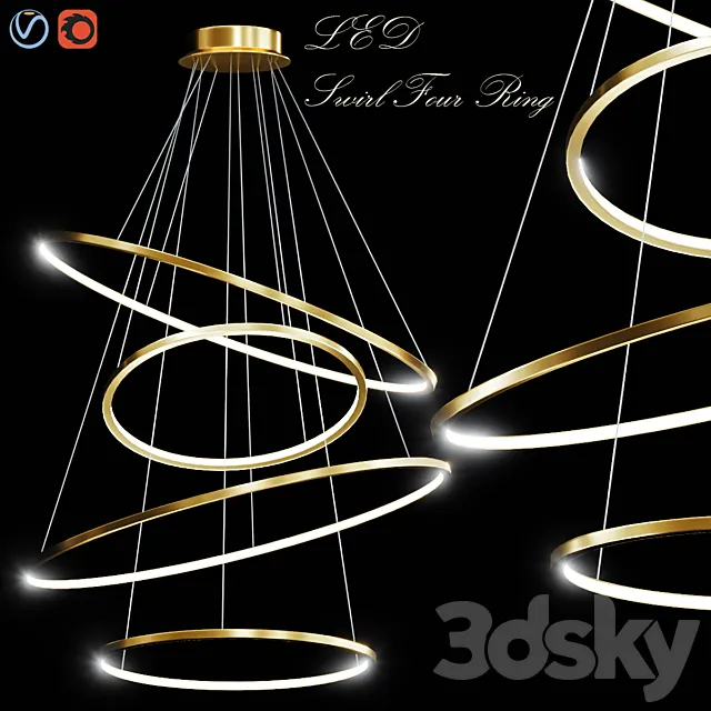 LED Swirl Four Rings 3DModel