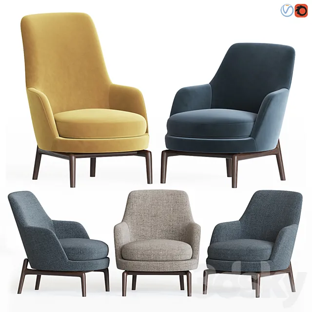 Leda Armchair Flexform Set 3D Model