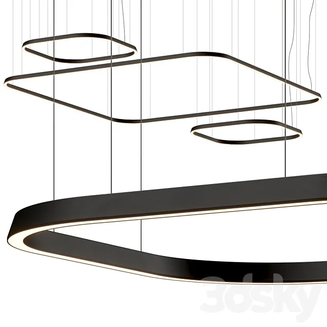 Leds C4 Geometric Square Pendant Lamps 3D Model Leds C4 Geometric Square Pendant Lamps 3D Model