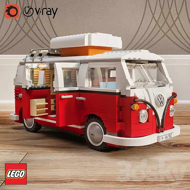 LEGO 10220 Volkswagen T1 3D Model LEGO 10220 Volkswagen T1 3D Model