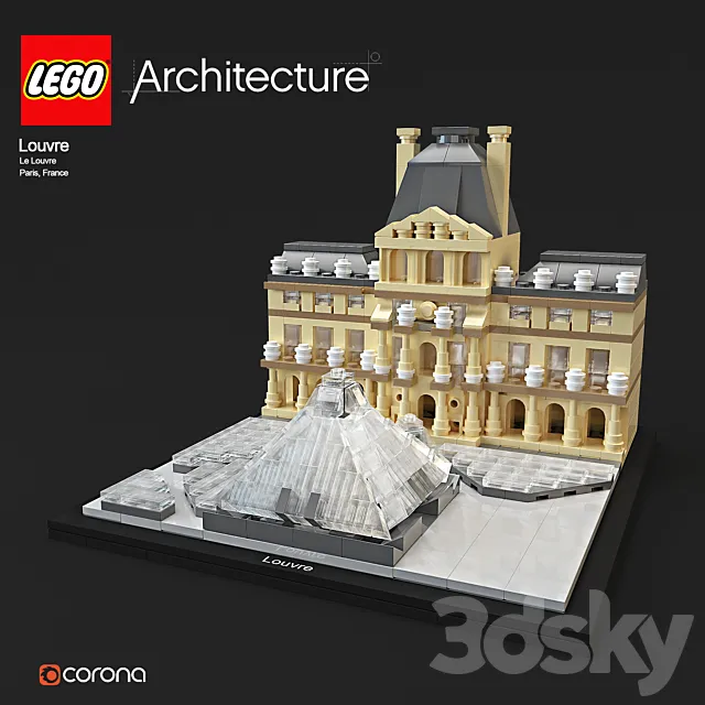 LEGO Architecture Louvre 3D Model LEGO Architecture Louvre 3D Model